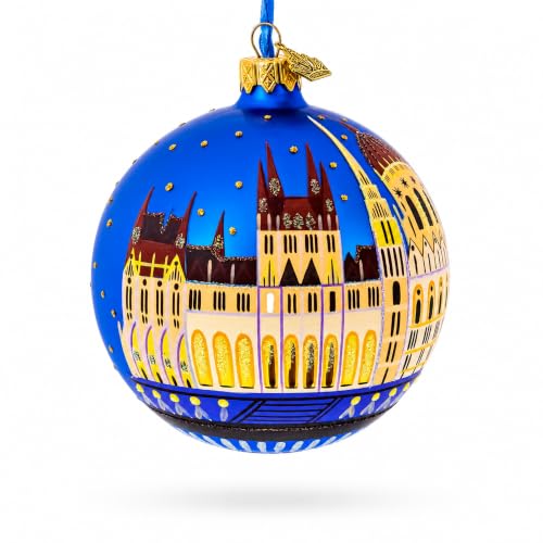 Hungary Budapest Parliament Glass Ball Christmas Ornament 4 Inches - Hand-Painted Europe Craft