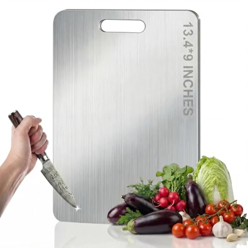 Roying 100% Titanium Cutting Board, 13.4" x 9" Non-Slip Prep & Serving Tray