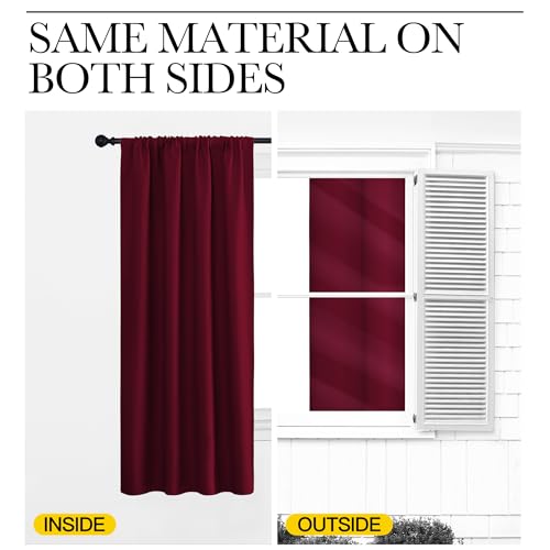 NICETOWN Wine Red Blackout Curtains - 42x45 Inch Thermal Drapes