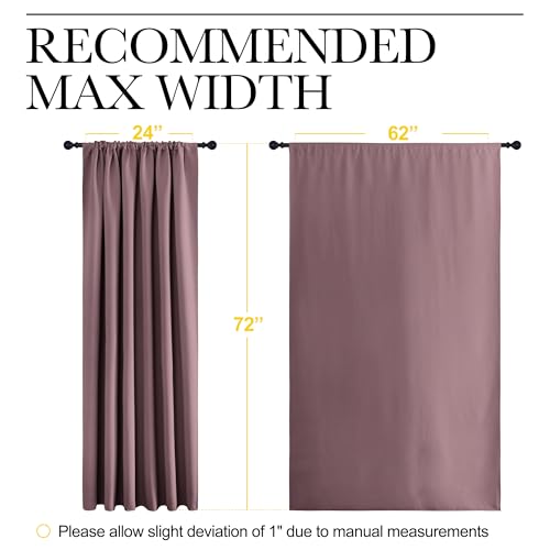 NICETOWN Blackout Curtains - 62x72 Inch Rod Pocket Drapes, Dry Rose (2 Panels)