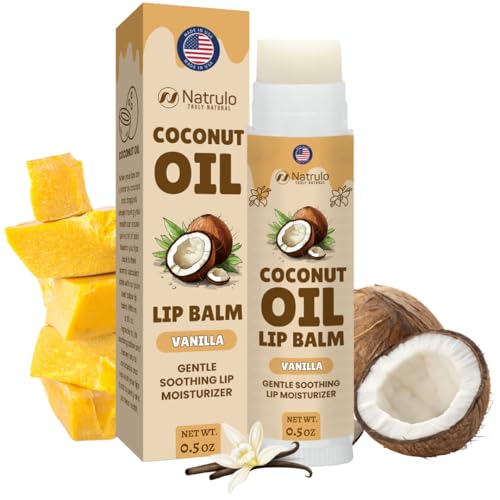 Natrulo Coconut Lip Balm – Moisturizing Beeswax Chapstick for Dry Cracked Lips