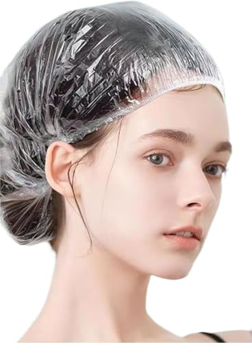 Borsicge 100 PCS Disposable Shower Caps Waterproof Clear Plastic Hair Caps