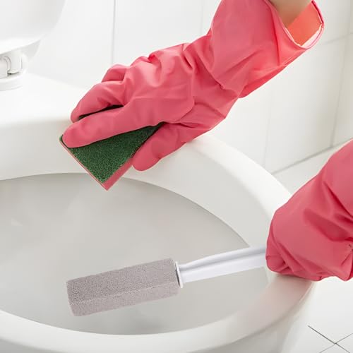 Pumice Stone Toilet Bowl Cleaner with Long Handle - 4 Pack Hard Water Remover