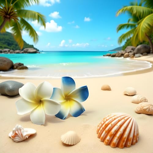 Mozff Hawaiian Plumeria Flower Hair Clips 2-Piece Set 7cm Foam Beach Accessories