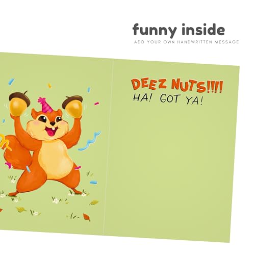 Funny Squirrel Birthday Card - Hilarious Deez Nuts Joke Greeting Card