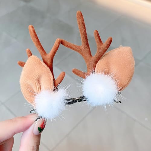 Christmas Reindeer Antlers Hair Clips 2 Pairs Deer Ears Barrettes