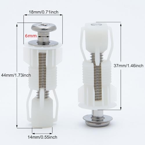 Toilet Seat Hinges Bolt Kit - 4 Pack Easy Install Hardware