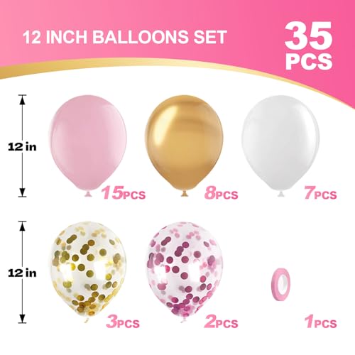 35 Pcs Pink and Gold Balloon Set for Baby Shower & Parties