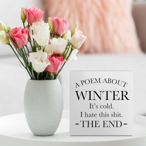Funny Quotes Office Desk Decor Sign - Rustic Wooden Box, White - Variation of THIS listing White0392