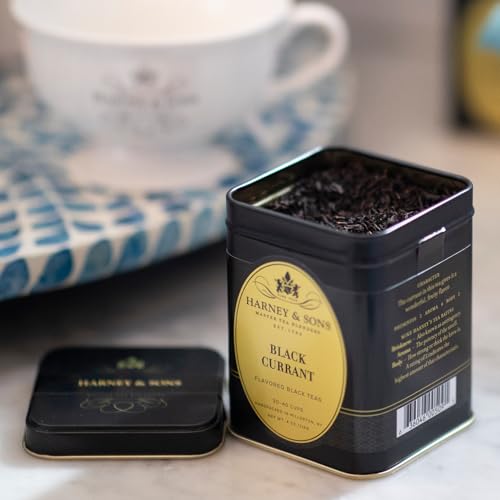 Harney & Sons Black Currant Loose Leaf Black Tea Tin 4 oz - Flavorful Caffeinated Tea