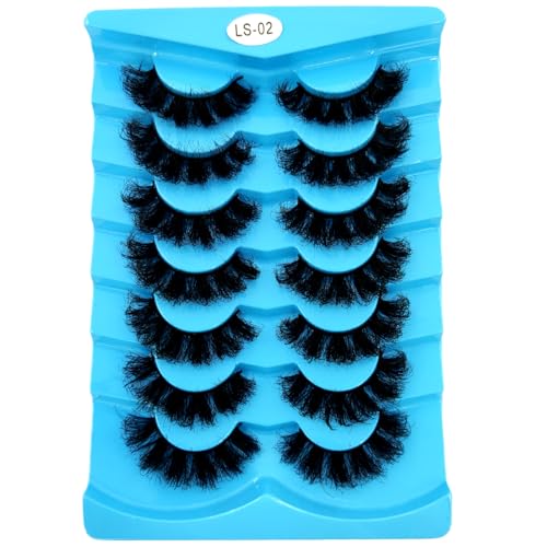 HBZGTLAD Fluffy Faux Mink False Eyelashes 6 Pairs Cat-Eye Wispy Lashes