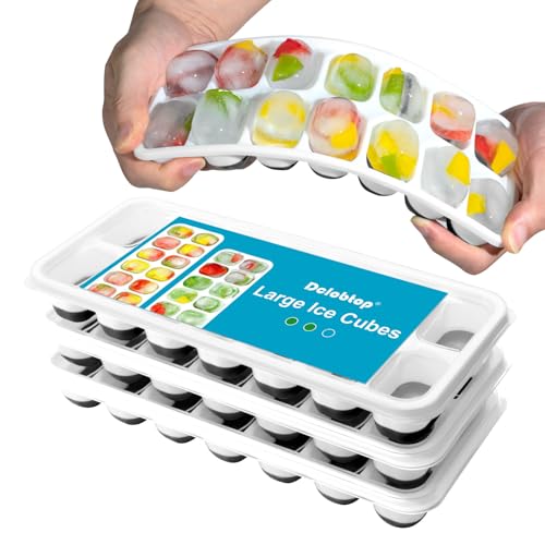 DclobTop Black & White Ice Cube Trays - 3 Pack, BPA-Free, Easy Release