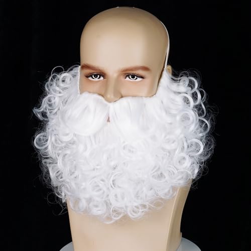 FILMIA Adult White Costume Beard with Elastic Band for Santa and Cosplay