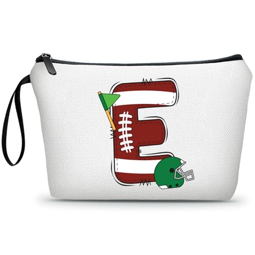 Flag Football Initial Cosmetic Pouch Travel Makeup Bag for Girls