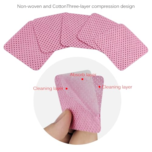 Lint Free Nail Wipes 300 Pcs Non-Woven Polish Remover Pads Pink
