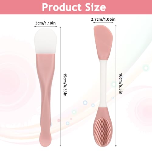 Thinp 2 Pcs Silicone Face Mask Applicator and Dual-Ended Brush Set