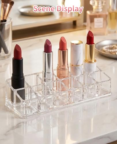 12 Slot Acrylic Lipstick Organizer - 2 Pack Clear Storage Holder