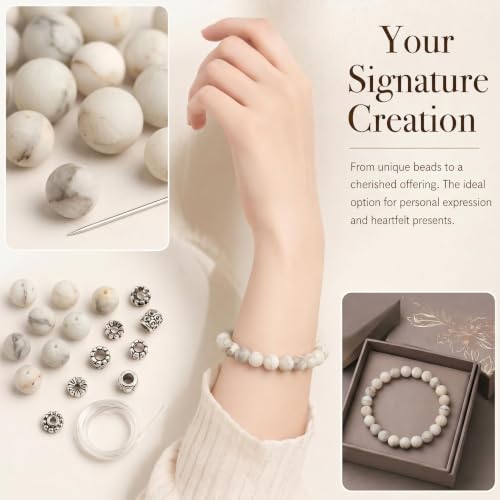 THRELE 8mm Matte White Quartz Bead Kit with Cord and Storage Bag