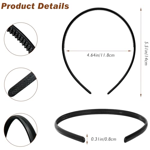 7 Pcs Plastic Headbands for Women Black Non-Slip Hair Bands with Teeth