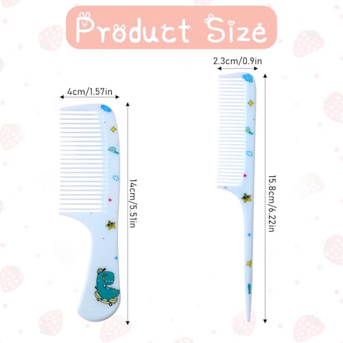 Styquenzer Cute Hair Comb Set 2 Pcs Mini Rat-Tail and Fine-Tooth Combs