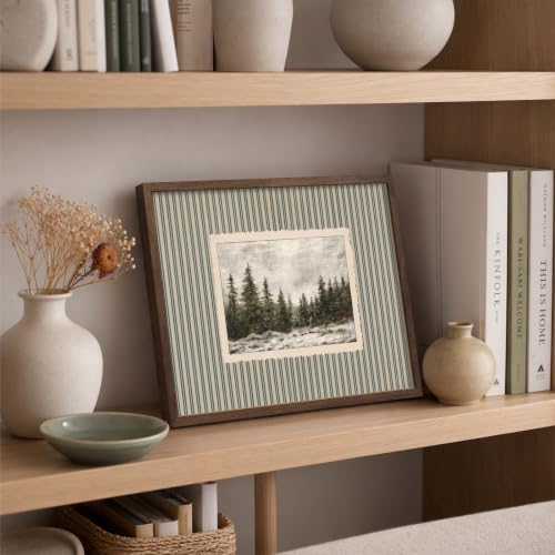 Vintage Christmas Wall Art Framed Winter Scene Canvas Print 16x12 Inches - Green Variation