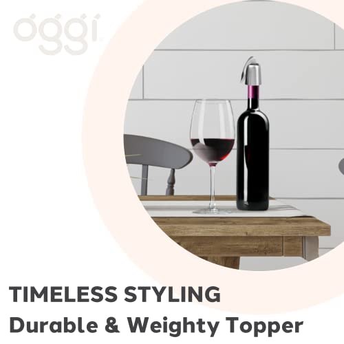 Oggi Stainless Steel Wine Bottle Stopper with Lever - Airtight Wine Topper