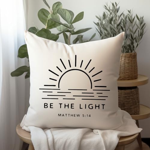 Be The Light 18x18 Decorative Throw Pillow Cover - Bible Verse Gift