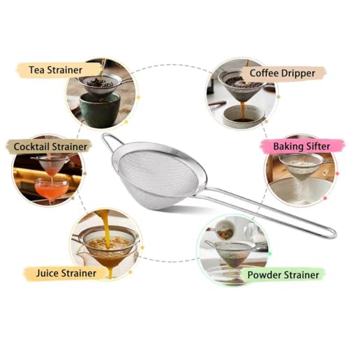 OLULU 9-Pack Stainless Steel Fine Mesh Strainer Set – 3.2-Inch Mini Strainers