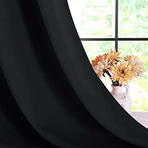 NICETOWN Blackout Curtains - 42"W x 60"L Thermal Insulated Grommet Panels, Black (Set of 2)