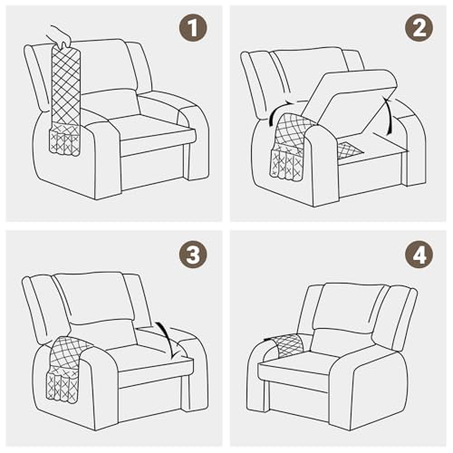 Meeall Non-Slip Armchair Caddy & Remote Control Holder - Black, 6 Pockets