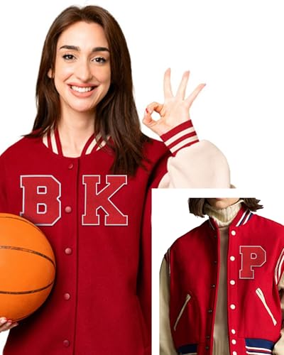 5PCS 4.5" Varsity Letter Patches Red Chenille Iron On Letters Patch