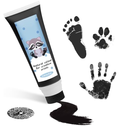 Sortnic Baby Hand and Footprint Paint, Non-Toxic Washable Ink - Black 75ml