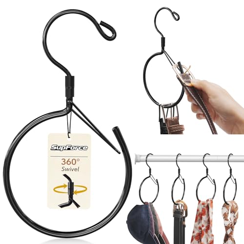 Supforce 360° Swivel Belt Hanger for Closet - Black, 2 Pack