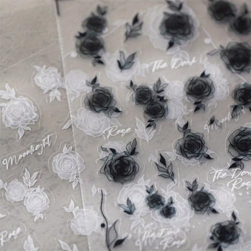 IDDFEVE Rose Floral Nail Stickers Semi-Transparent Flower Decals 3 Sheets