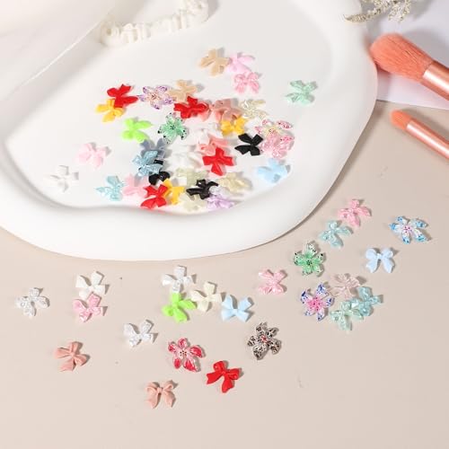 YELARXI Yellow 3D Nail Bows & Flower Acrylic Resin Charms 100 Pcs