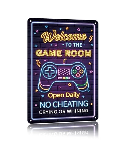 Metal Gaming Room Sign - 8x12 Inch Wall Decor for Gamers