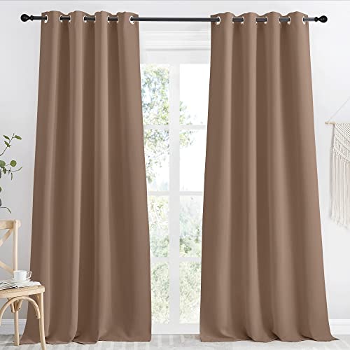 NICETOWN Thermal Insulated Blackout Curtain Panel - 55x96 inches, Cappuccino