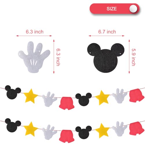 Mouse Theme Felt Party Banner - Yellow Decorative Birthday Pennant
