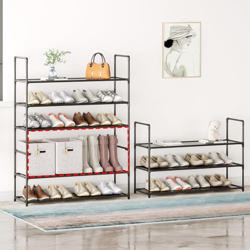 Vockot 3-Tier Stackable Shoe Rack, 28.5" Wide Metal Storage Organizer