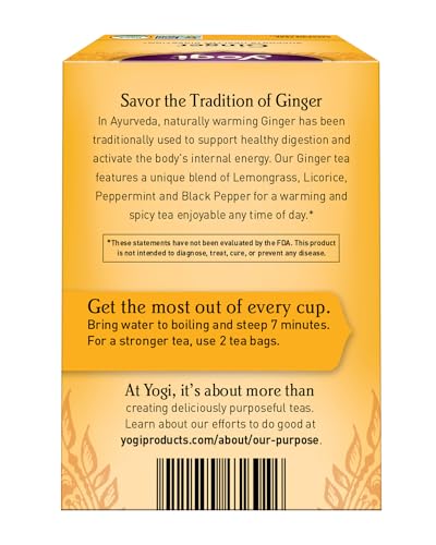 Yogi Organic Ginger Tea Bags - Herbal Digestive Support, 16 Count