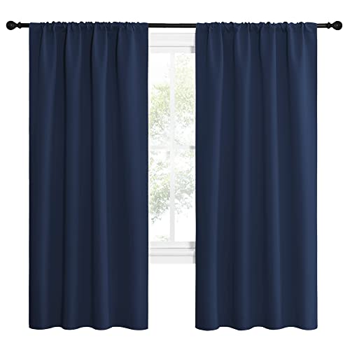 NICETOWN Navy Blue Blackout Curtains - Thermal Insulated Drapes, 42x72 inches