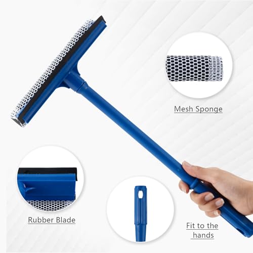 15.9" 2-in-1 Window Squeegee with Long Handle - Car & Home Cleaner