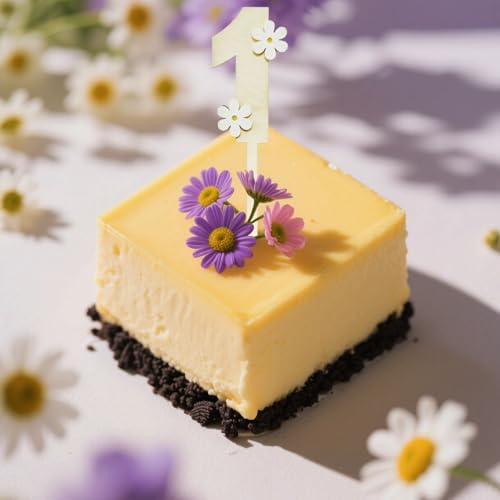Rustic Wooden Daisy Cake Topper for 1st Birthday Celebration
