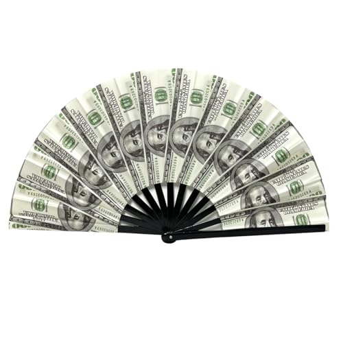 Large 13-Inch Multicoloured Folding Fan - UV Glow Rave Hand Fan