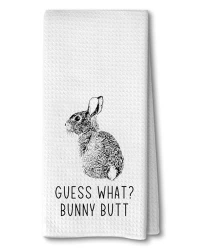 Guess What? Bunny Rabbit Butt Kitchen Towel, 16x24 Waffle Weave Microfiber