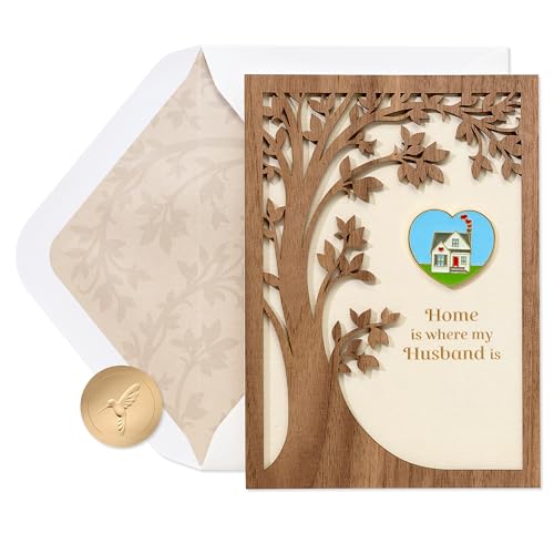 Papyrus Birthday Card for Husband - FSC Lasercut Tree Heart Charm