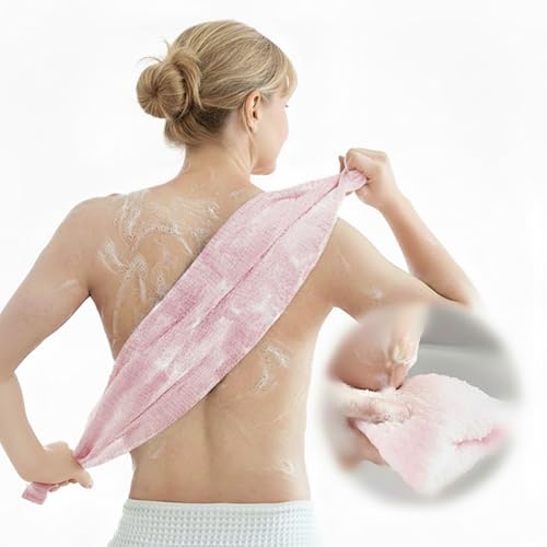 SHIMOYAMA Exfoliating Shower Towel & Body Scrubber, Pink
