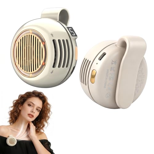 SYBOYEGE Portable Clip-On Fan, Rechargeable 5-Speed Desk Fan with Digital Display (White)
