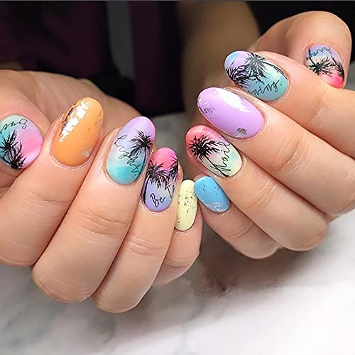 Black Palm Tree Nail Stickers 4PCS Summer Beach Nail Decals