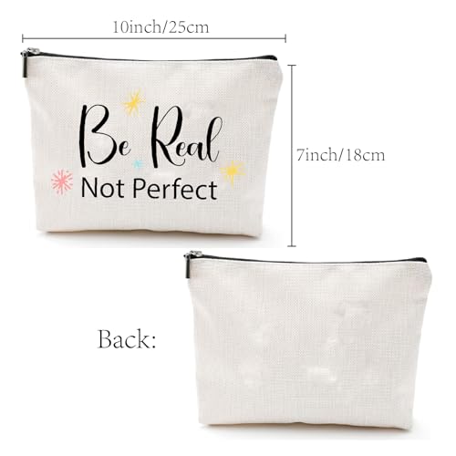 CREATCABIN Canvas Makeup Bag Travel Cosmetic Pouch 10x7 Inch